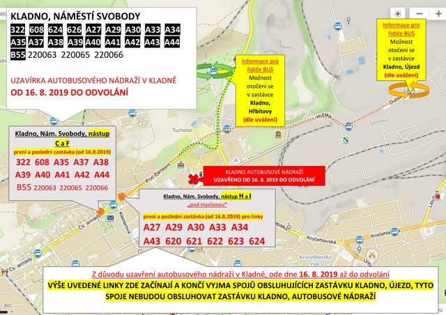 3kladno autobusové nádraží uzavřeno od 16.8.2019 do odvolání dopravní opatření od čsad mhd kladno a.s. kompletní 1